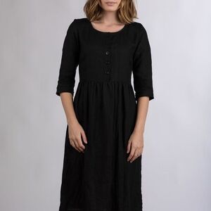 Pyne & Smith Black Linen No. 12 Dress Small